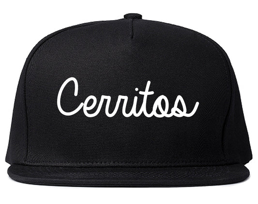 Cerritos California CA Script Mens Snapback Hat Black