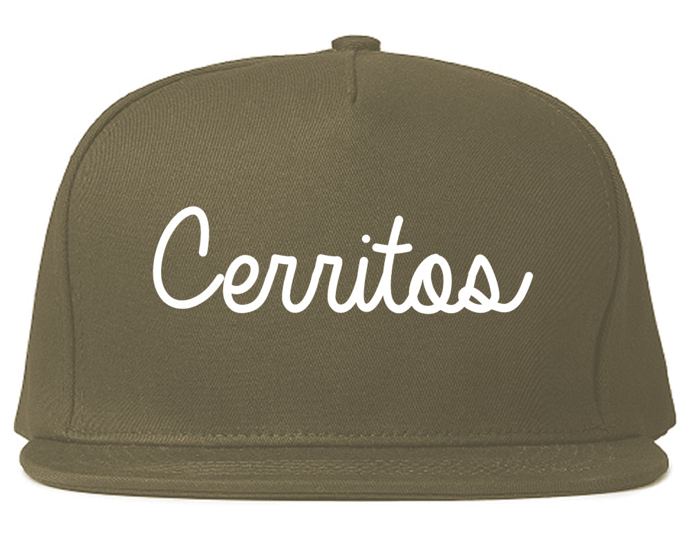 Cerritos California CA Script Mens Snapback Hat Grey