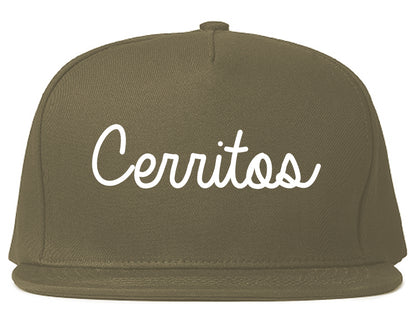 Cerritos California CA Script Mens Snapback Hat Grey