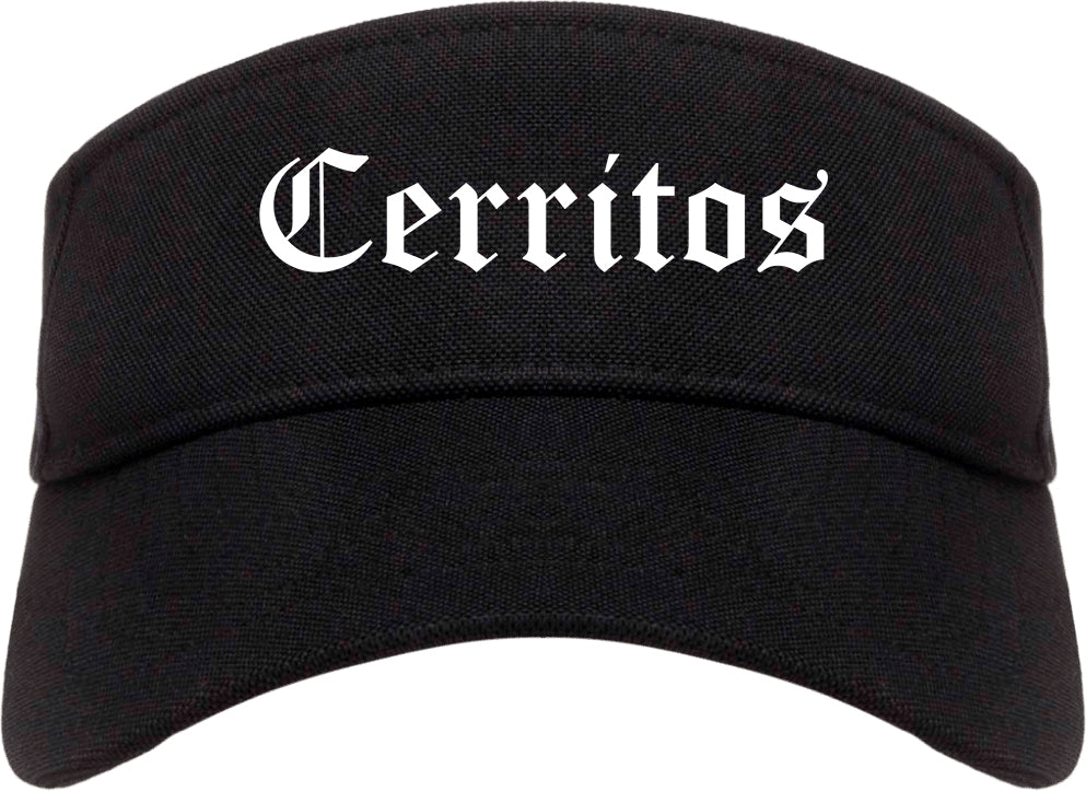 Cerritos California CA Old English Mens Visor Cap Hat Black