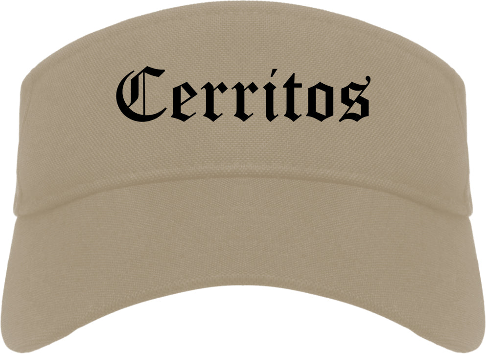 Cerritos California CA Old English Mens Visor Cap Hat Khaki