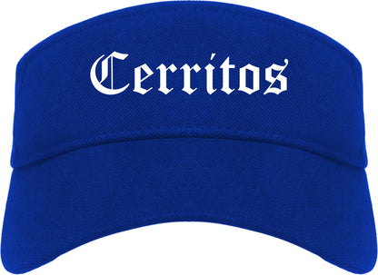 Cerritos California CA Old English Mens Visor Cap Hat Royal Blue