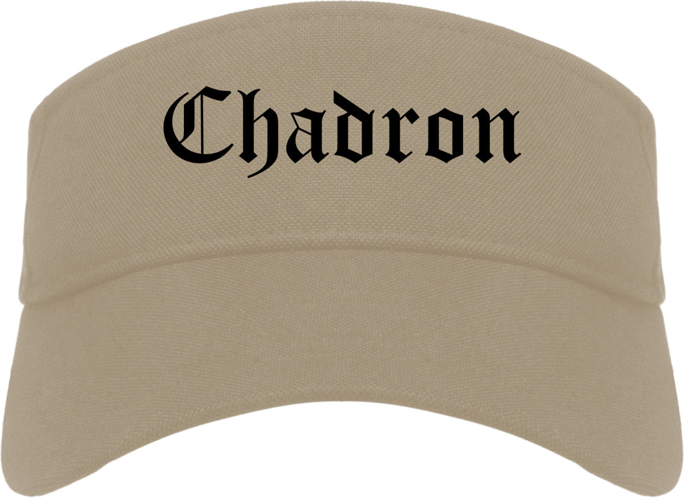 Chadron Nebraska NE Old English Mens Visor Cap Hat Khaki