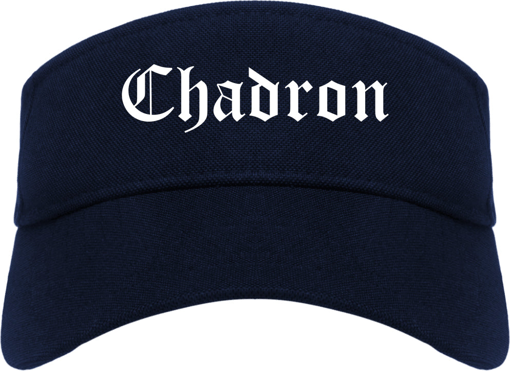 Chadron Nebraska NE Old English Mens Visor Cap Hat Navy Blue