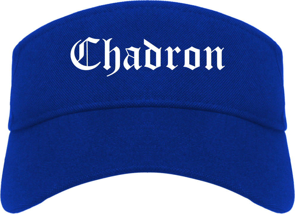 Chadron Nebraska NE Old English Mens Visor Cap Hat Royal Blue