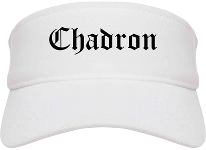 Chadron Nebraska NE Old English Mens Visor Cap Hat White