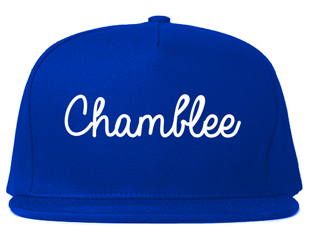 Chamblee Georgia GA Script Mens Snapback Hat Royal Blue