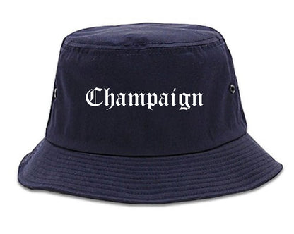 Champaign Illinois IL Old English Mens Bucket Hat Navy Blue