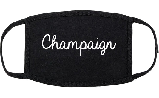 Champaign Illinois IL Script Cotton Face Mask Black