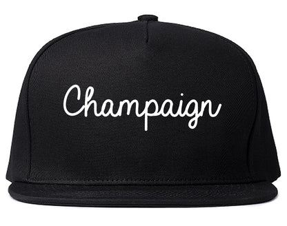Champaign Illinois IL Script Mens Snapback Hat Black