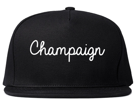 Champaign Illinois IL Script Mens Snapback Hat Black