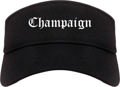 Champaign Illinois IL Old English Mens Visor Cap Hat Black
