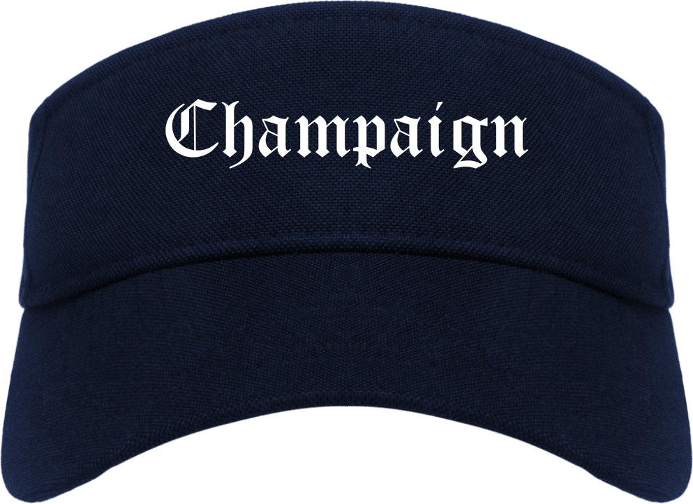 Champaign Illinois IL Old English Mens Visor Cap Hat Navy Blue
