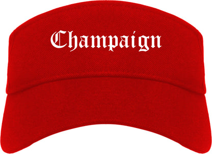 Champaign Illinois IL Old English Mens Visor Cap Hat Red