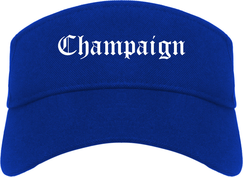 Champaign Illinois IL Old English Mens Visor Cap Hat Royal Blue