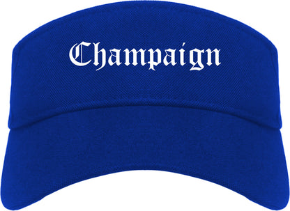 Champaign Illinois IL Old English Mens Visor Cap Hat Royal Blue