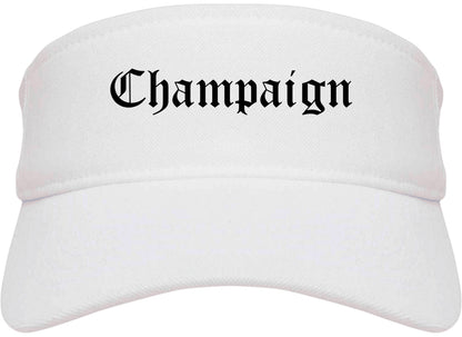 Champaign Illinois IL Old English Mens Visor Cap Hat White