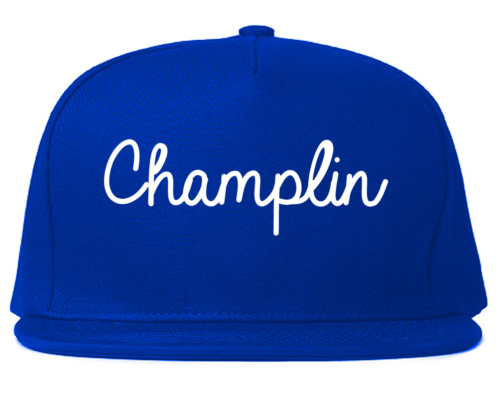 Champlin Minnesota MN Script Mens Snapback Hat Royal Blue