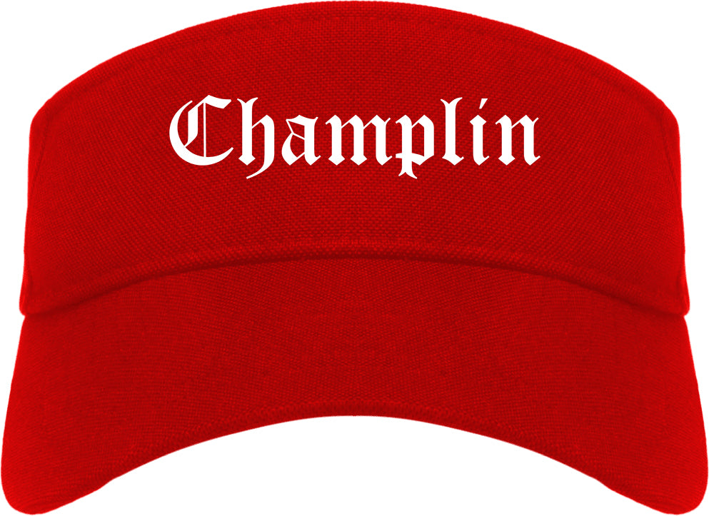 Champlin Minnesota MN Old English Mens Visor Cap Hat Red