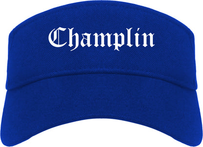 Champlin Minnesota MN Old English Mens Visor Cap Hat Royal Blue