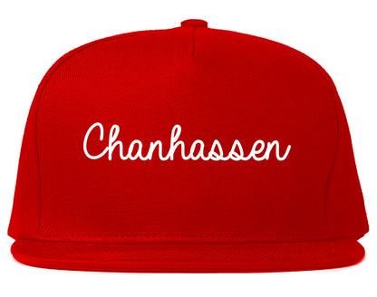 Chanhassen Minnesota MN Script Mens Snapback Hat Red