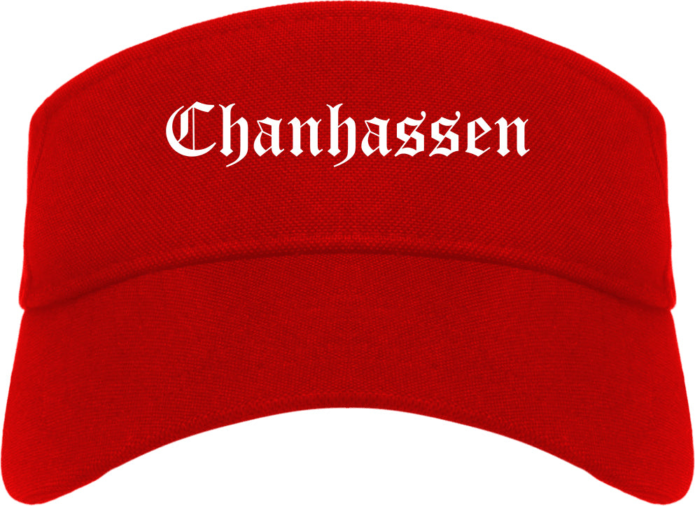 Chanhassen Minnesota MN Old English Mens Visor Cap Hat Red