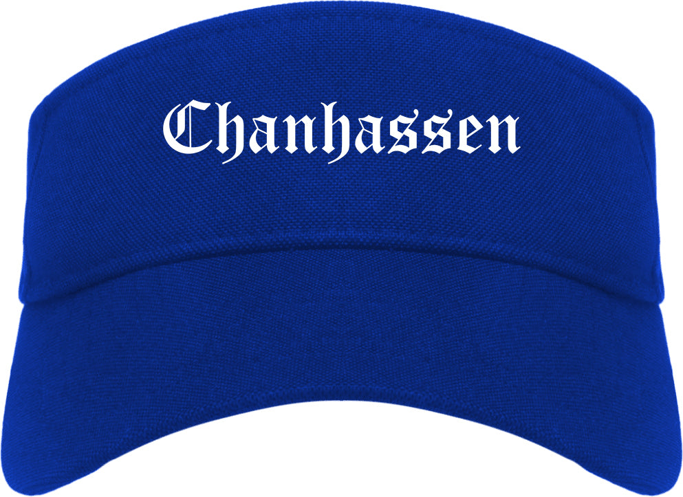 Chanhassen Minnesota MN Old English Mens Visor Cap Hat Royal Blue