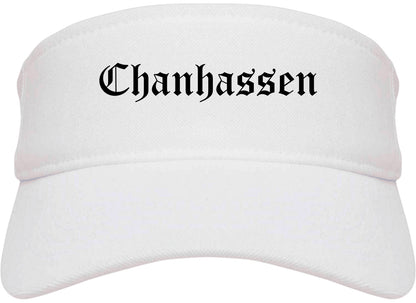 Chanhassen Minnesota MN Old English Mens Visor Cap Hat White