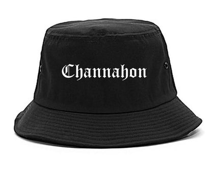 Channahon Illinois IL Old English Mens Bucket Hat Black