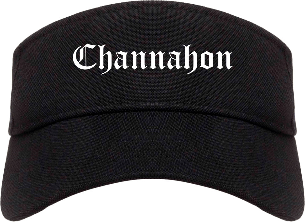 Channahon Illinois IL Old English Mens Visor Cap Hat Black