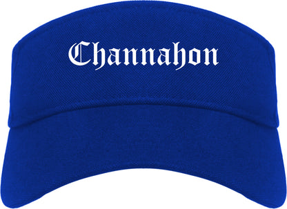 Channahon Illinois IL Old English Mens Visor Cap Hat Royal Blue
