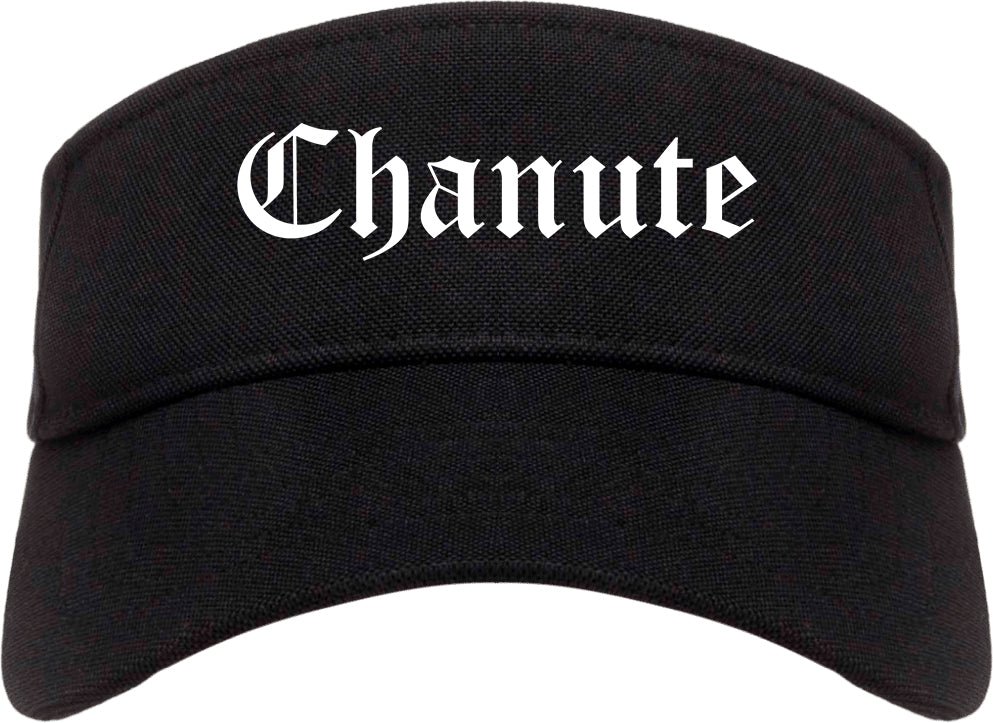 Chanute Kansas KS Old English Mens Visor Cap Hat Black