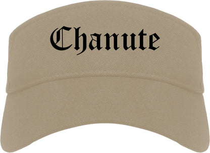 Chanute Kansas KS Old English Mens Visor Cap Hat Khaki