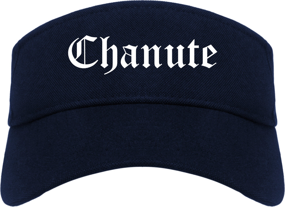 Chanute Kansas KS Old English Mens Visor Cap Hat Navy Blue