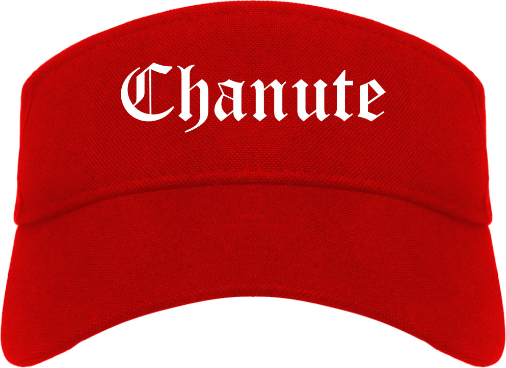 Chanute Kansas KS Old English Mens Visor Cap Hat Red