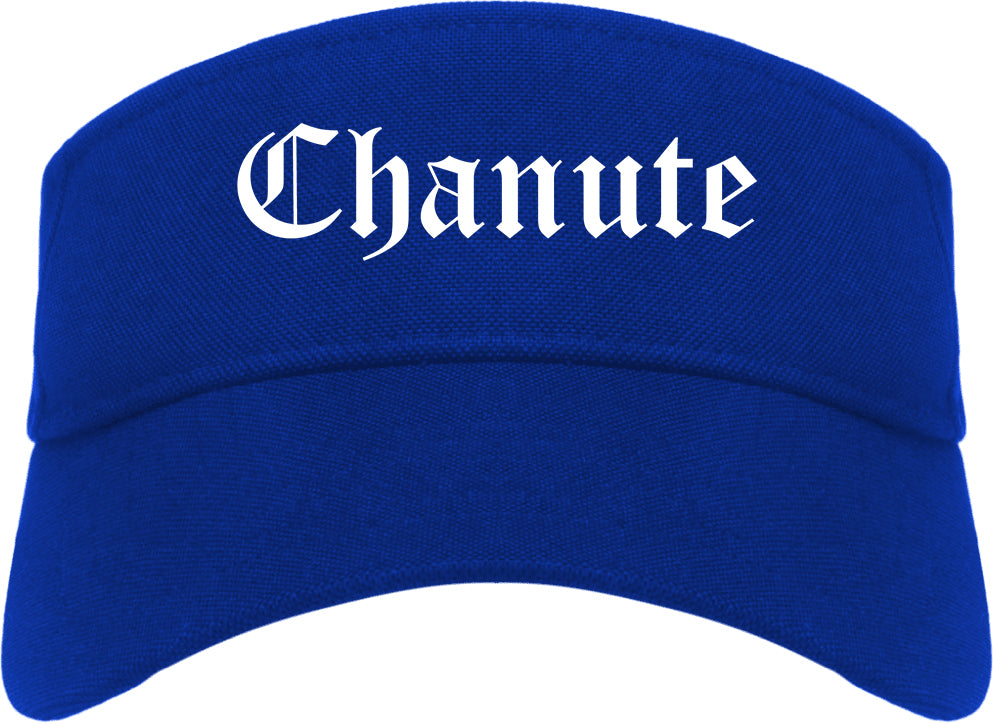 Chanute Kansas KS Old English Mens Visor Cap Hat Royal Blue