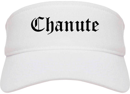 Chanute Kansas KS Old English Mens Visor Cap Hat White