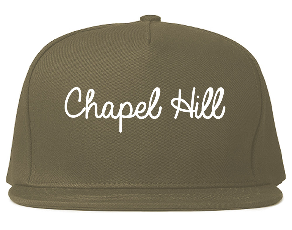Chapel Hill North Carolina NC Script Mens Snapback Hat Grey