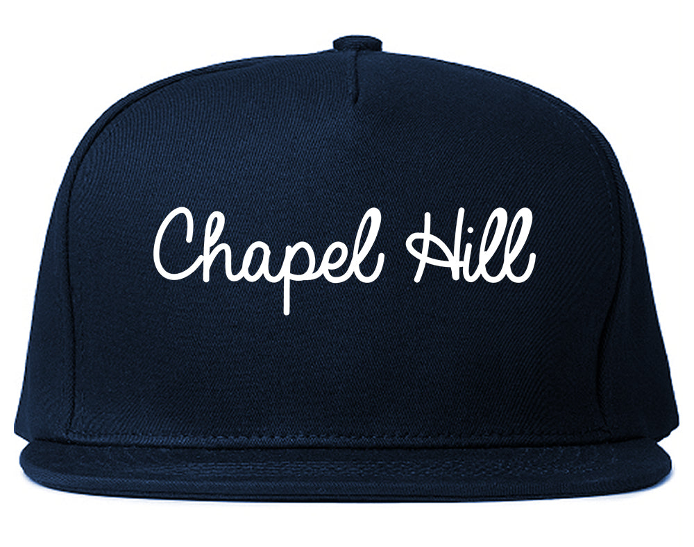 Chapel Hill North Carolina NC Script Mens Snapback Hat Navy Blue