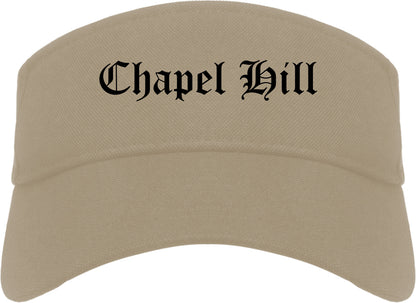 Chapel Hill North Carolina NC Old English Mens Visor Cap Hat Khaki