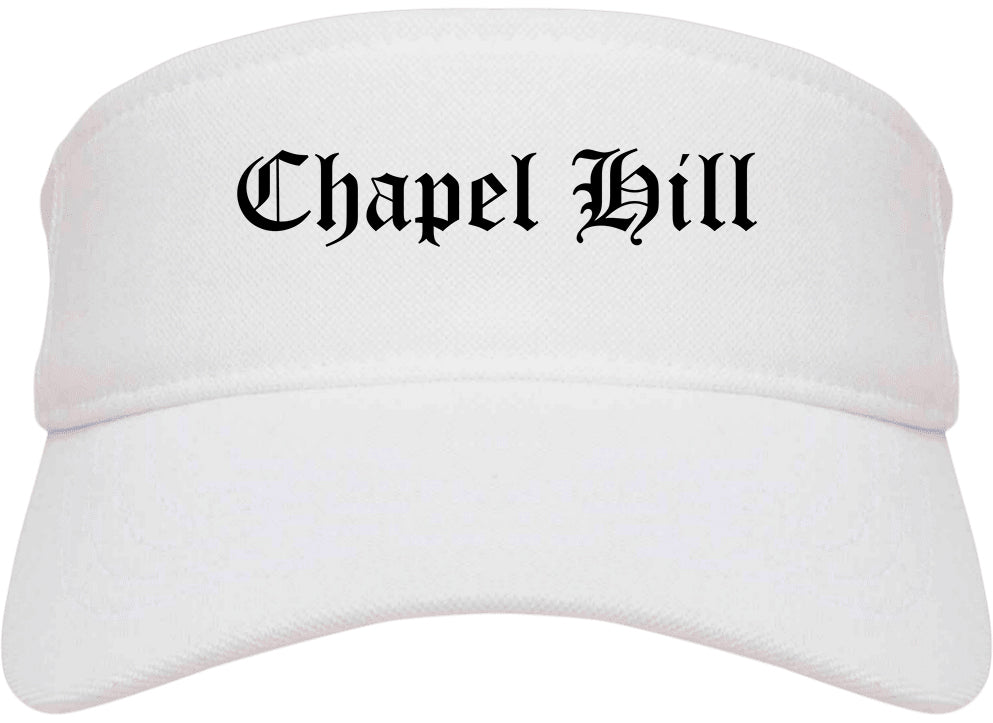 Chapel Hill North Carolina NC Old English Mens Visor Cap Hat White