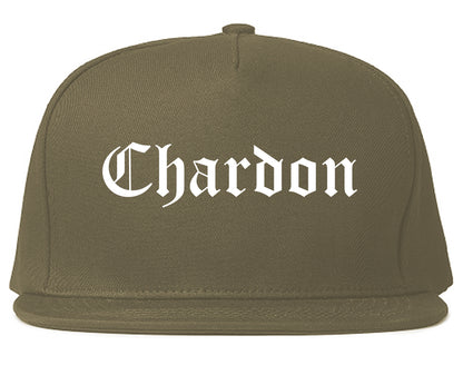 Chardon Ohio OH Old English Mens Snapback Hat Grey