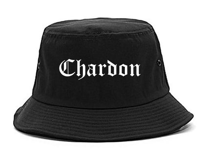 Chardon Ohio OH Old English Mens Bucket Hat Black