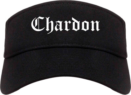 Chardon Ohio OH Old English Mens Visor Cap Hat Black