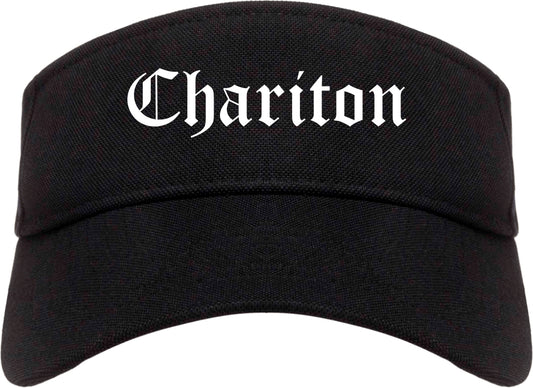 Chariton Iowa IA Old English Mens Visor Cap Hat Black