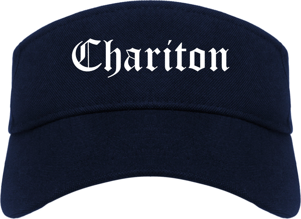 Chariton Iowa IA Old English Mens Visor Cap Hat Navy Blue