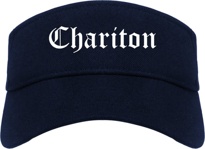 Chariton Iowa IA Old English Mens Visor Cap Hat Navy Blue