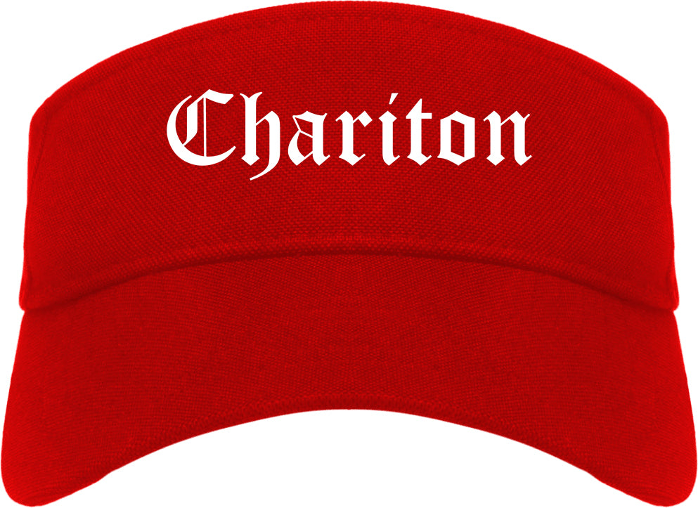 Chariton Iowa IA Old English Mens Visor Cap Hat Red