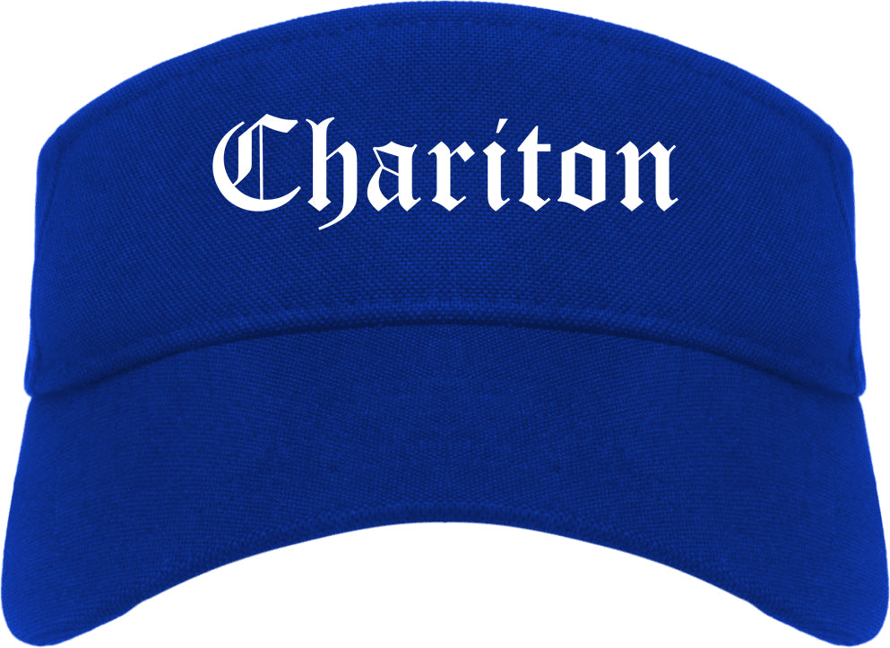 Chariton Iowa IA Old English Mens Visor Cap Hat Royal Blue