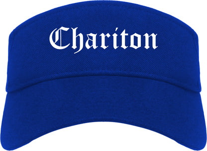 Chariton Iowa IA Old English Mens Visor Cap Hat Royal Blue